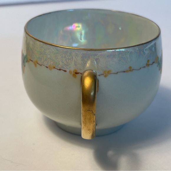 Antique Hermann Ohme Opalescent Hand Painted Violets Tea Cup Germany 1900 - Picture 4 of 11